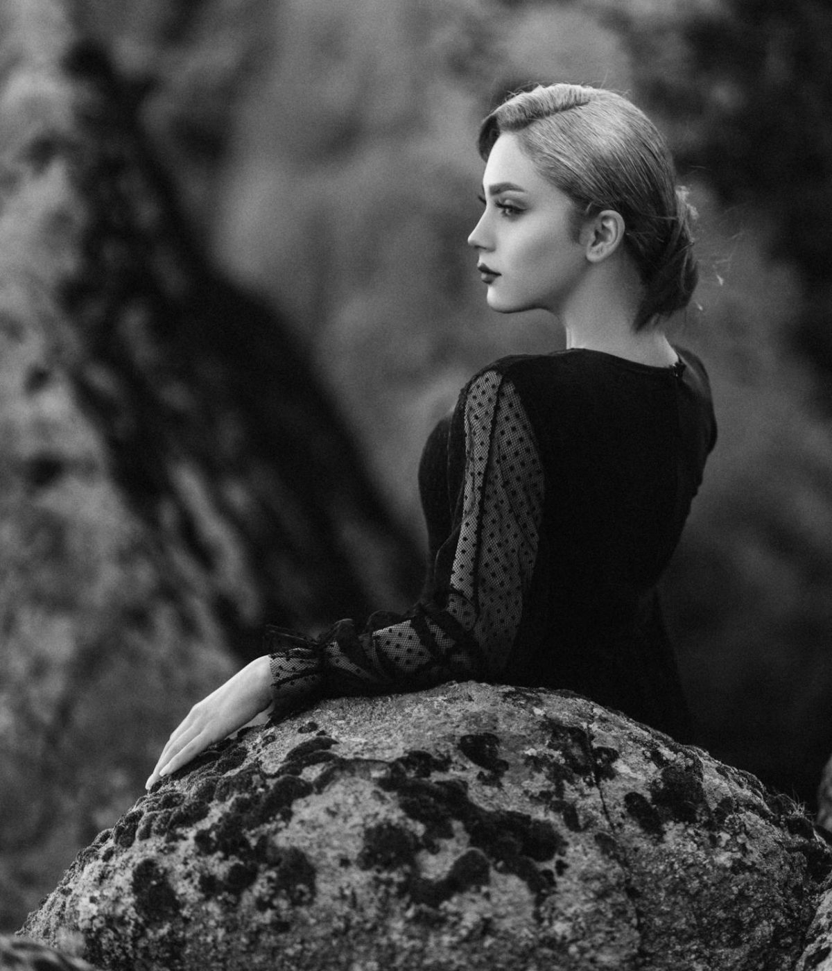 Porträt, Frau, Blond, Schön, Hübsch, Schwarz-weiß